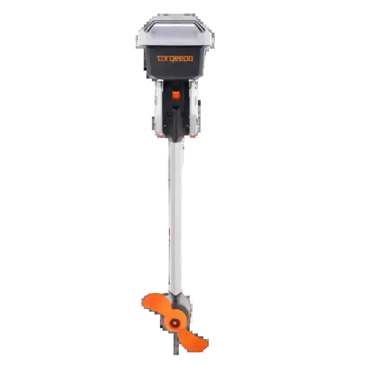 Outboard motor Torqeedo with a visible brand name on a white background