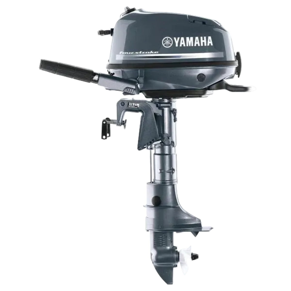 Yamaha 4 HP 4-stroke tiller outboard motor, front three-quarter view