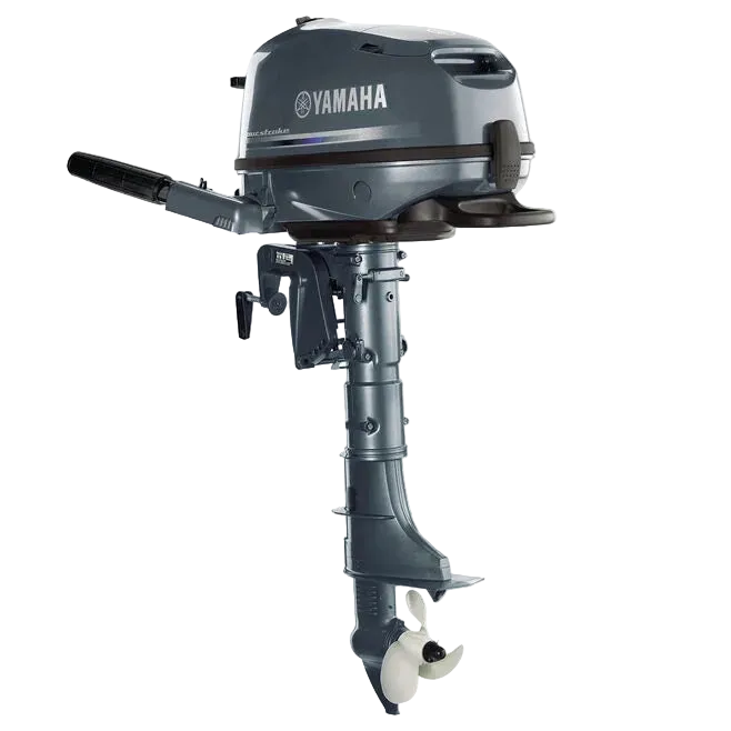 Yamaha 6 HP 4-stroke tiller outboard motor, side profile view